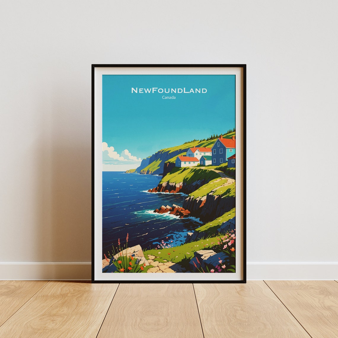 Newfoundland Canada Coastal Cliffs Village Ocean Cliffs Poster