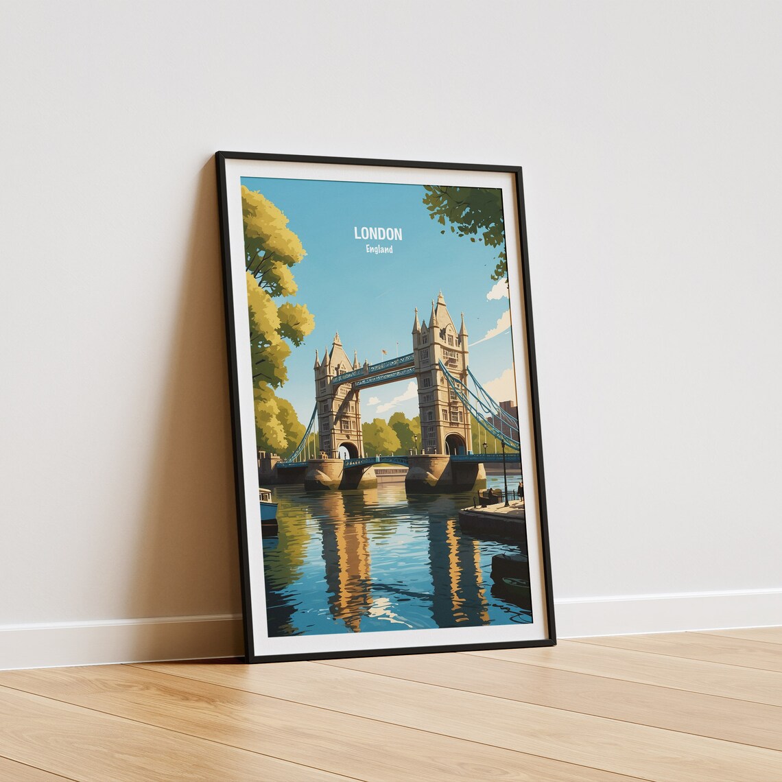 London Tower Bridge Daytime River Reflection City Skyline Poster - Image 5
