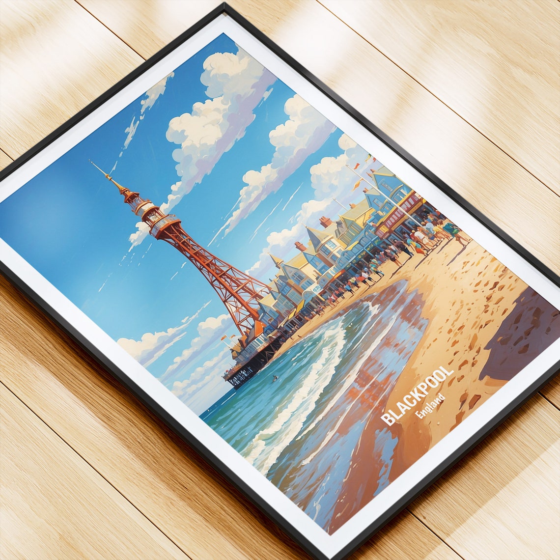 Blackpool Tower Seaside Promenade Sunny Beach Vintage Travel Poster - Image 4