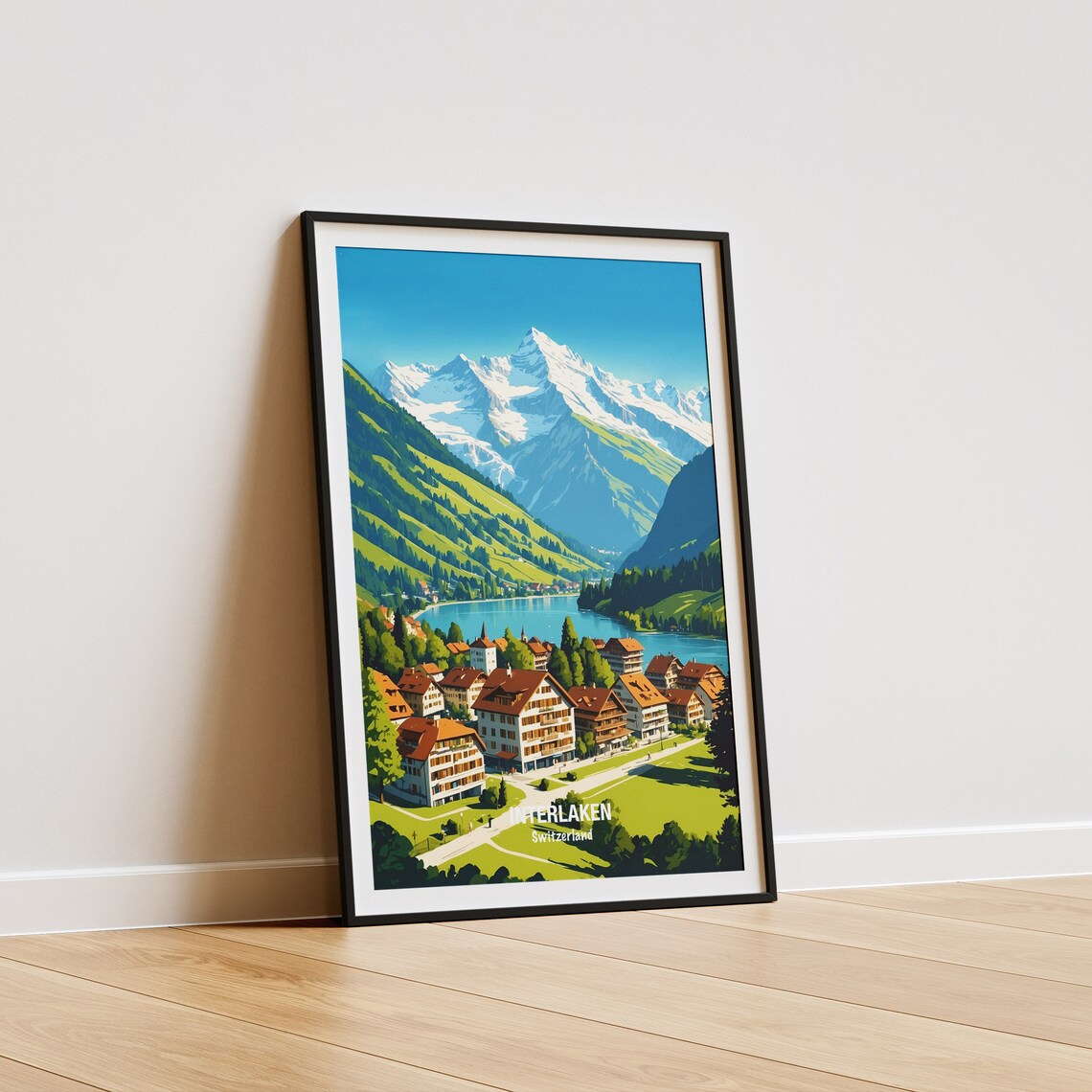 Interlaken Swiss Alps Lakeside Town Switzerland Travel Poster - Image 5