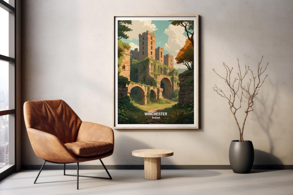Winchester England Ancient Ivy Covered Medieval Castle Ruins Poster - Image 2