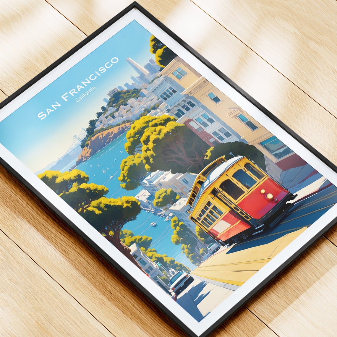 San Francisco California Classic Cable Car On A Steep Hill Poster - Image 4