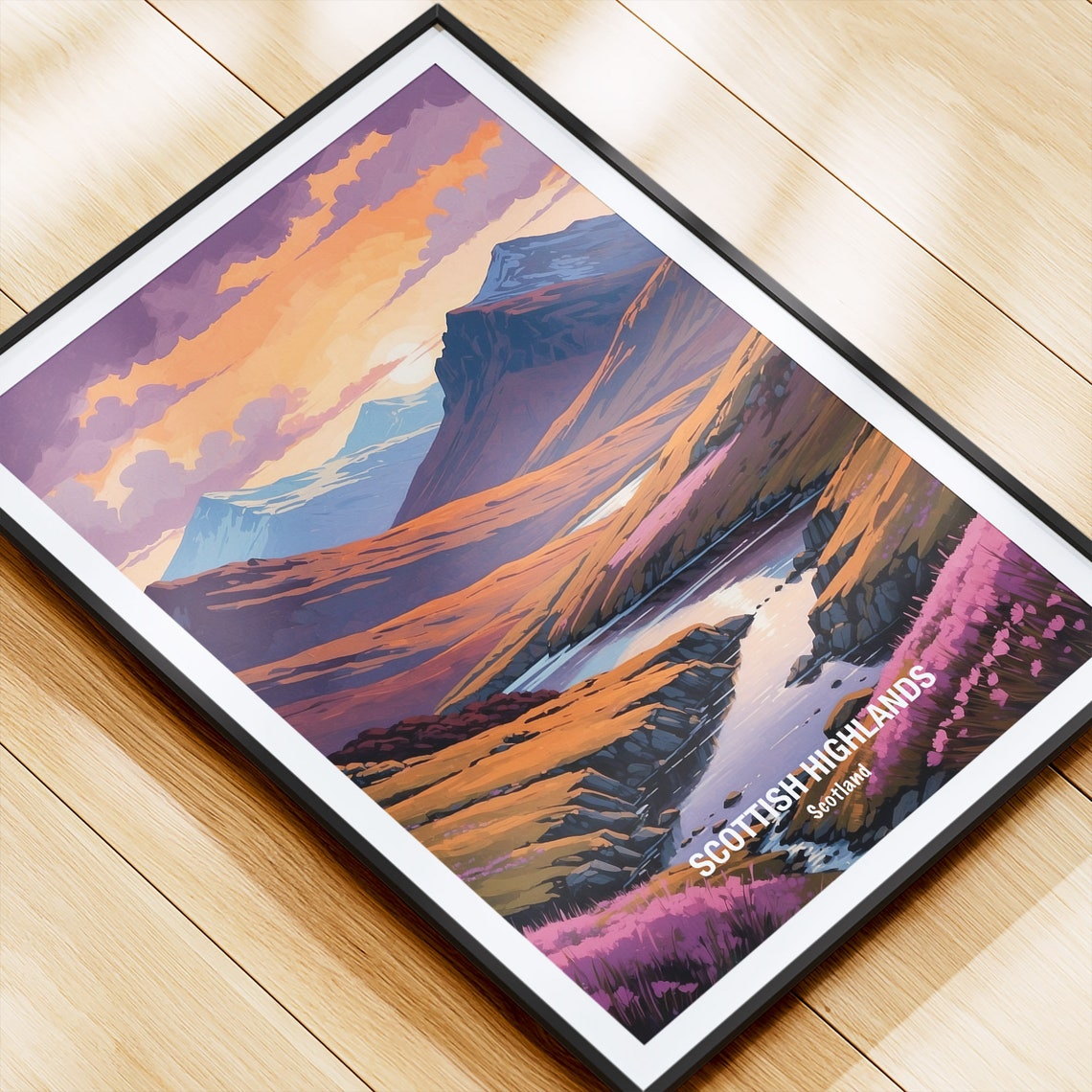 Scottish Highlands Sunset Glen Heather Scotland Travel Poster - Image 4