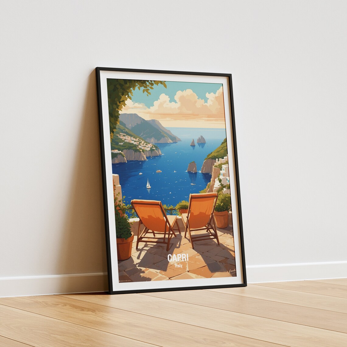 Capri Italy Terrace Overlooking The Faraglioni Rocks Bay Poster - Image 5
