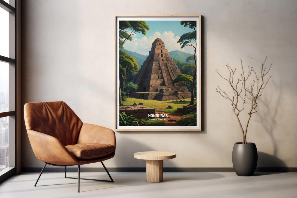 Honduras Central America Ancient Mayan Stone Temple Ruins Poster - Image 2