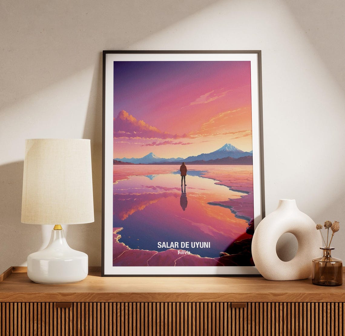 Salar De Uyuni Bolivia Mirrored Sunset Salt Flat Travel Poster - Image 3