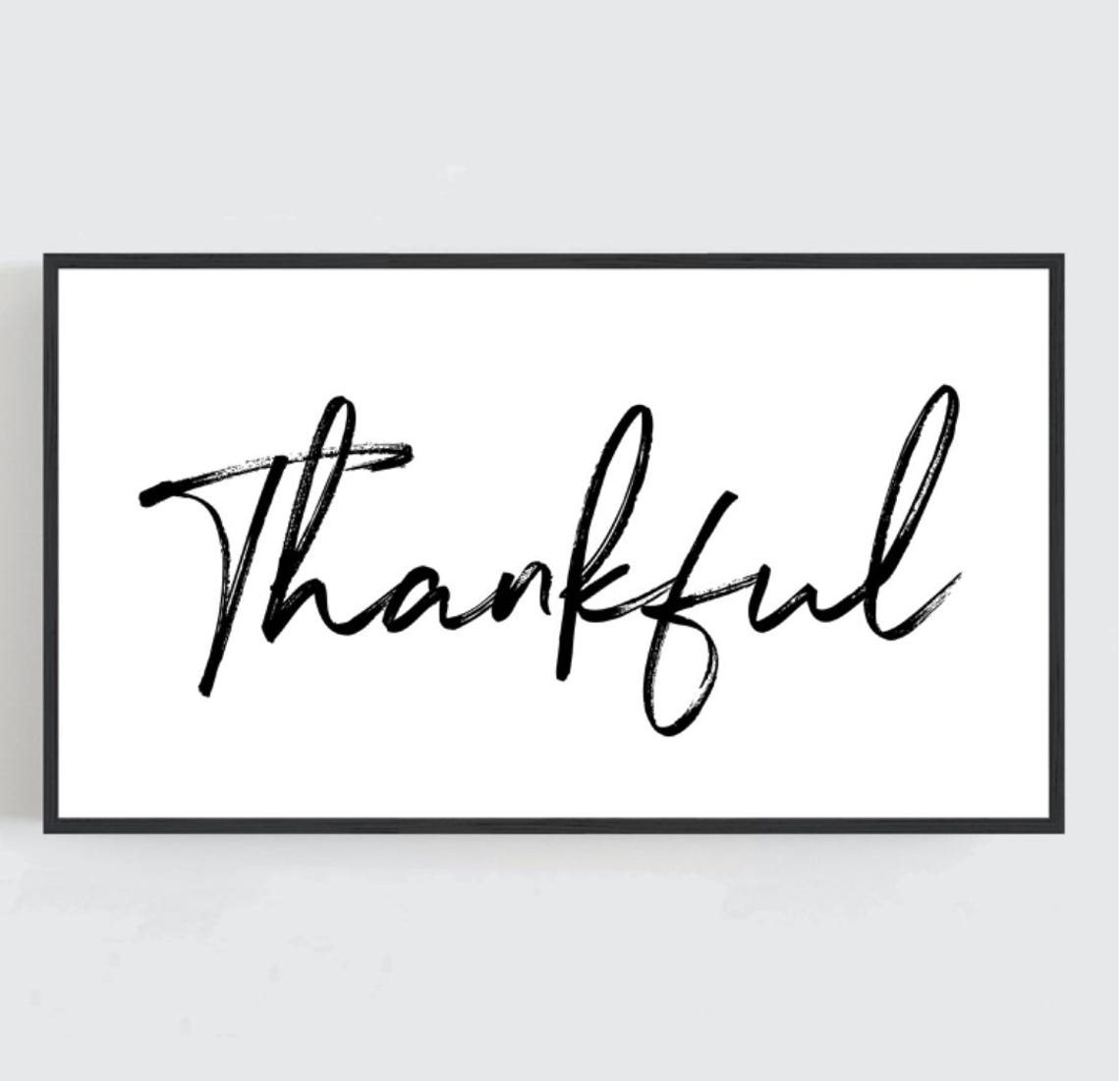 Thankful Brush Script Typography Black And White Inspirational Poster - Image 2