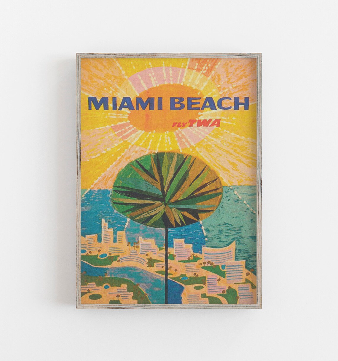Miami Beach Vintage Travel Poster, Florida Print