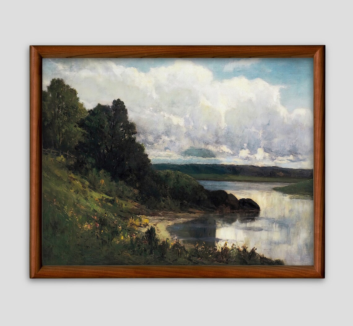 River Landscape, Vintage Neutral Wall Art Print - Image 2
