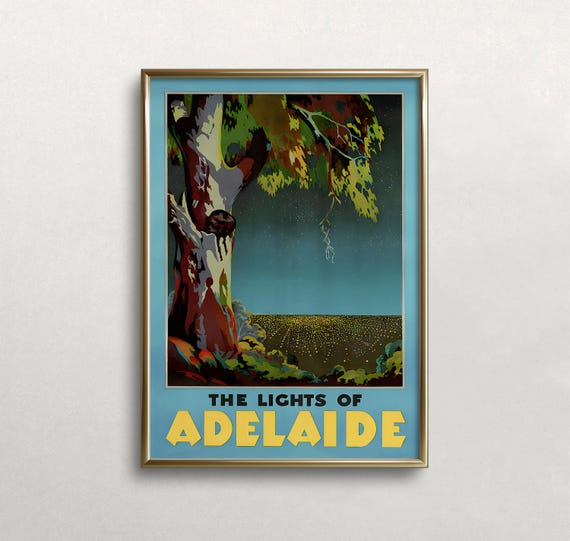 Adelaide Lights Vintage Travel Poster, Australia