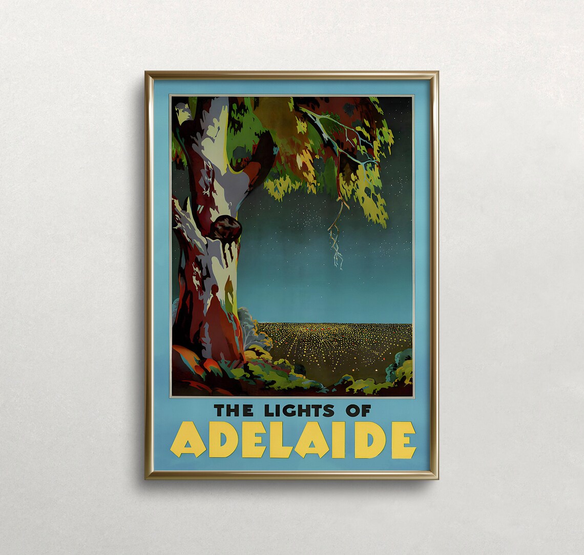 Adelaide Lights Vintage Travel Poster, Australia