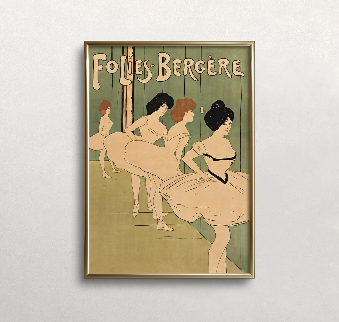 Folies Bergere Ballerinas Vintage French Cabaret Advertisement Art Poster