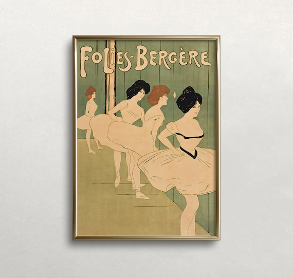 Folies Bergere Ballerinas Vintage French Cabaret Advertisement Art Poster