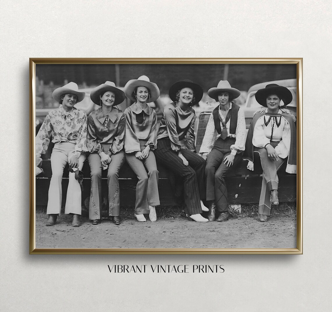 Cowgirl Black and White Vintage Western Art Print - Image 3