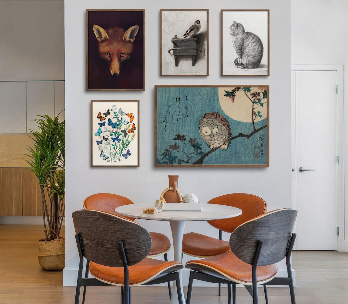 Animal Gallery Wall Vintage Eclectic Art Print Set
