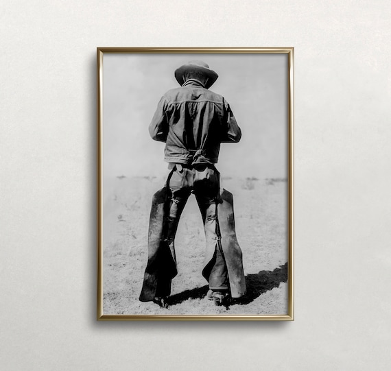 Cowboy Vintage Poster Print, Black and White
