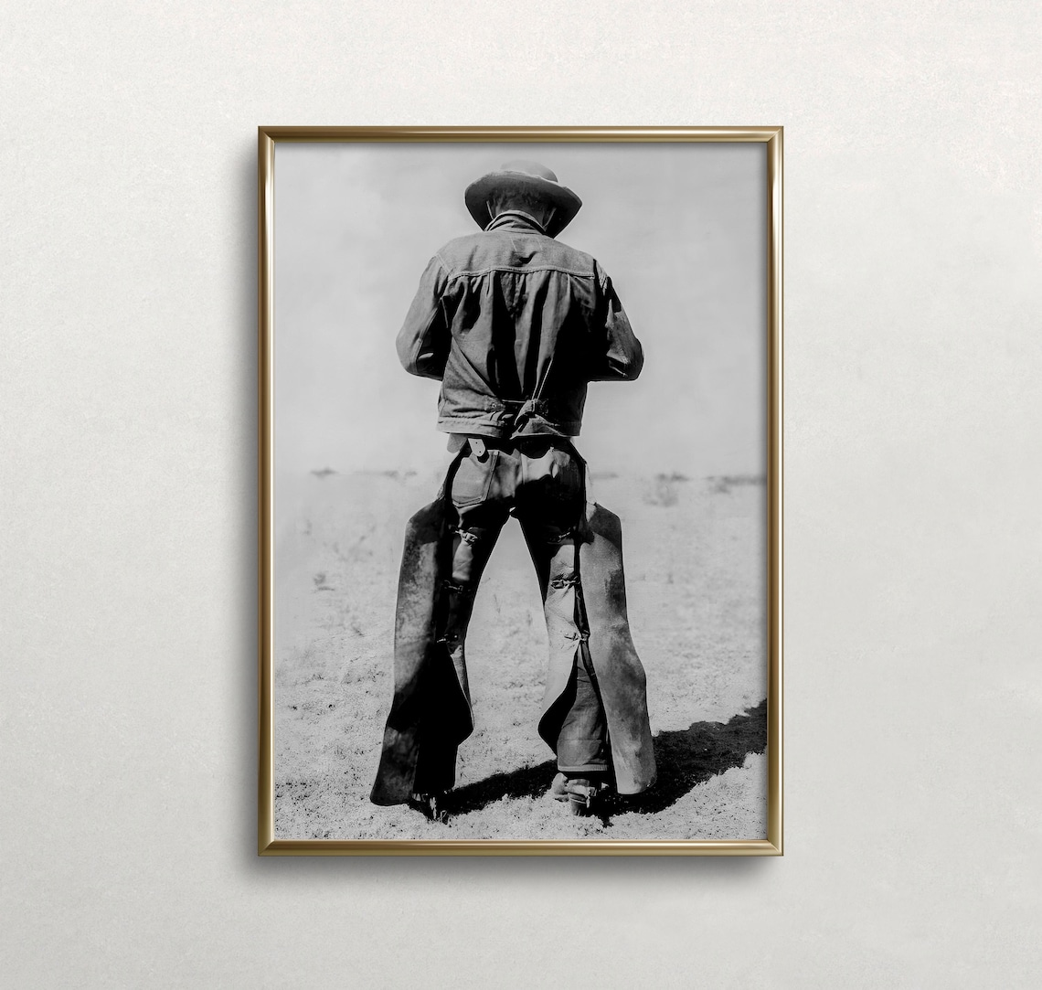 Cowboy Vintage Poster Print, Black and White
