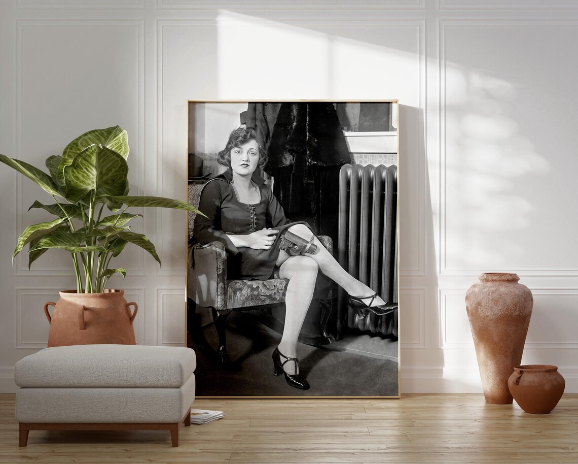Flapper Woman with Gun in Garter 1920s Vintage Crime Photo Poster - Image 3