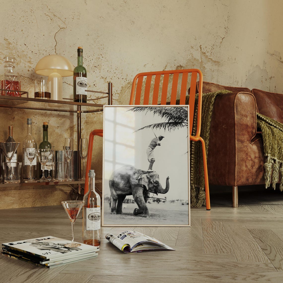 Golfer On Elephant Golf Wall Art Black And White Art Vintage Wall Art Funny Wall Art Elephant Art Wall Art - Image 2