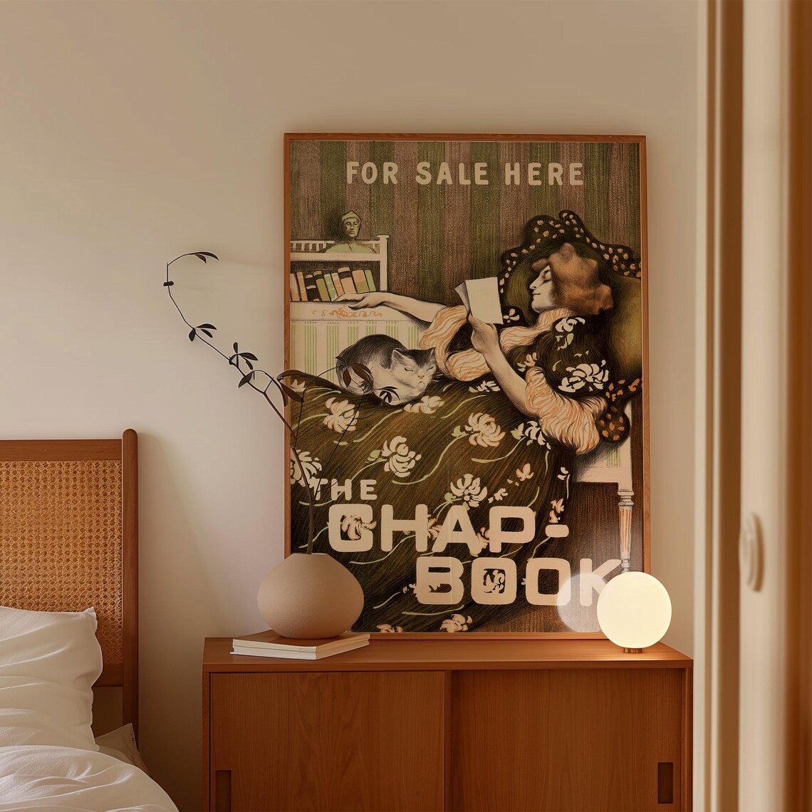 The Chap Book Vintage Ad Woman Reading with Cat Art Nouveau Poster - Image 2