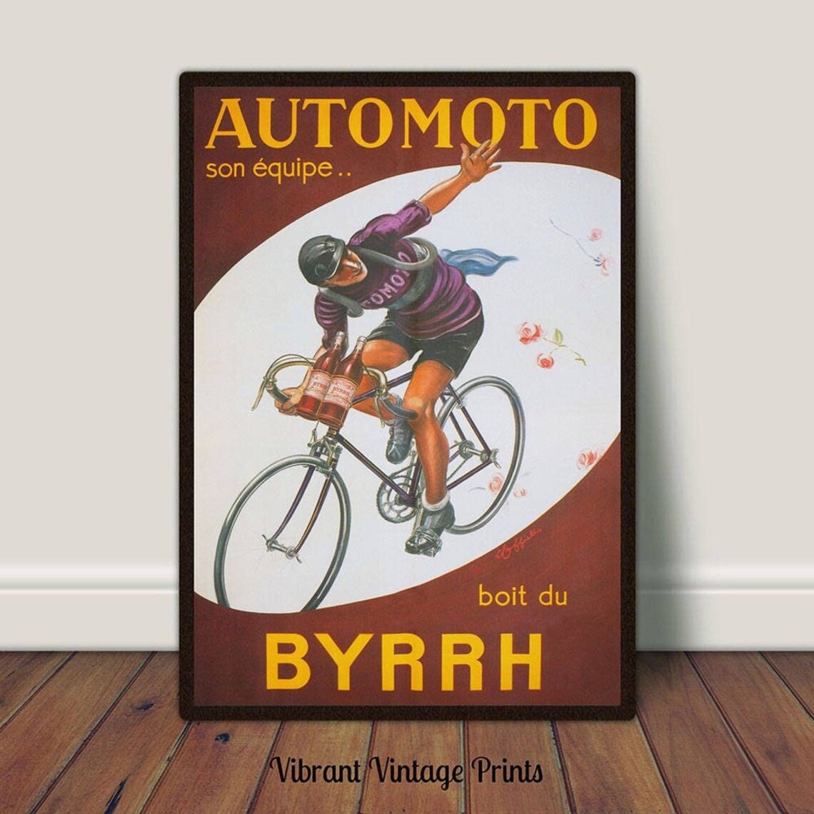Vintage Bicycle Art Print, Cycling Wall Decor