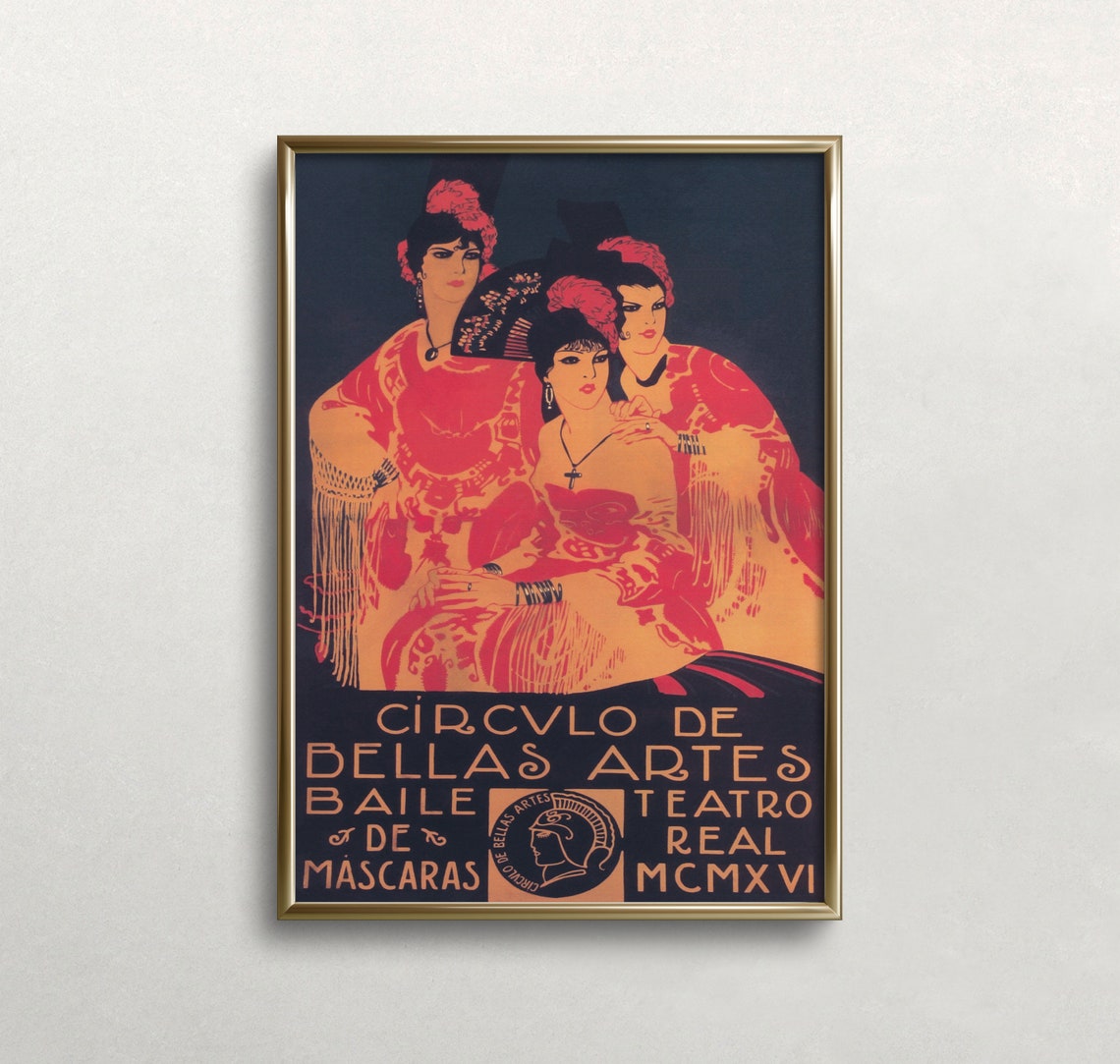Circulo de Bellas Artes Spanish Masquerade Ball 1916 Vintage Poster