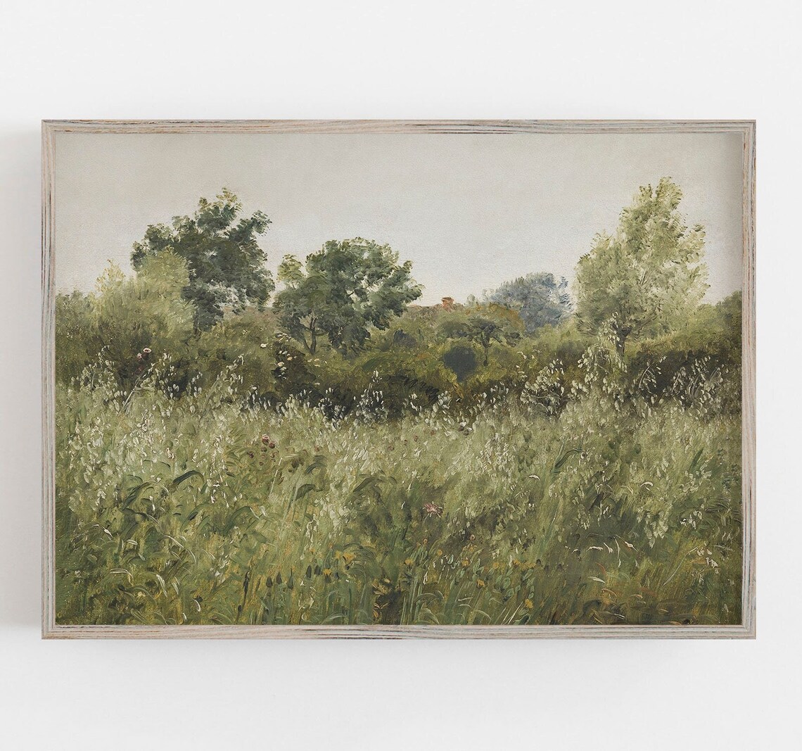 Oat Field Vintage Landscape Art Print, Neutral Decor