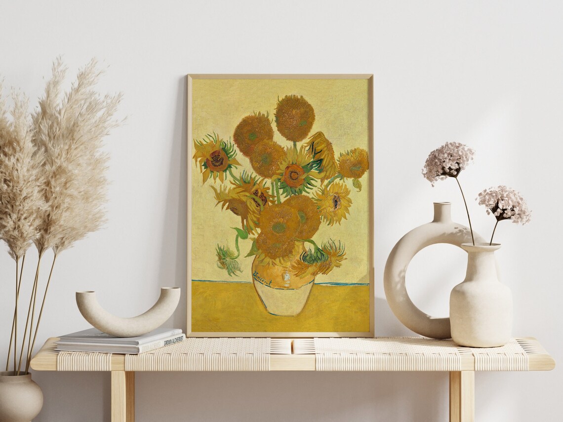 Van Gogh Sunflowers Vase Yellow Floral Classic Oil Painting Print