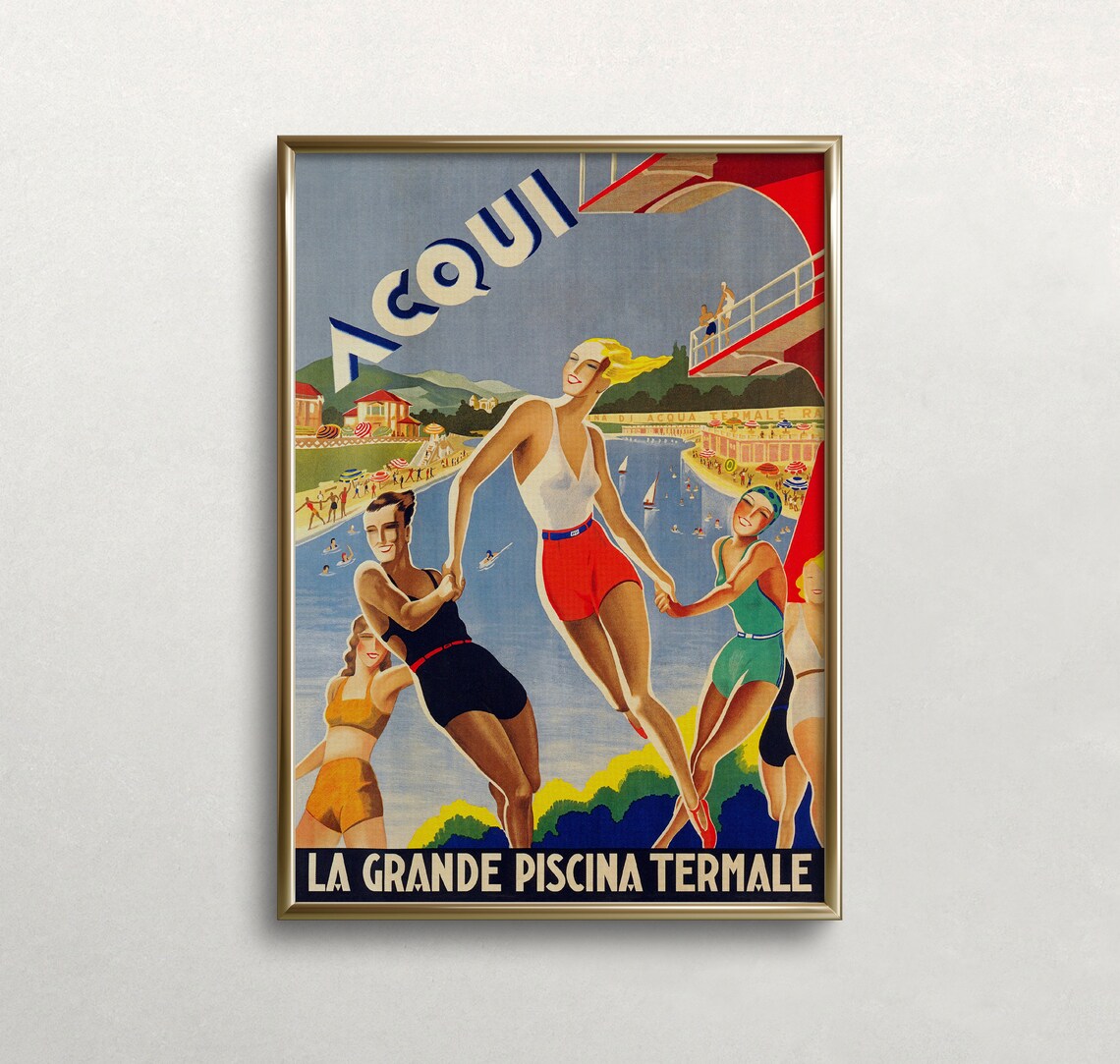 Italy Vintage Travel Poster, Retro Summer Decor