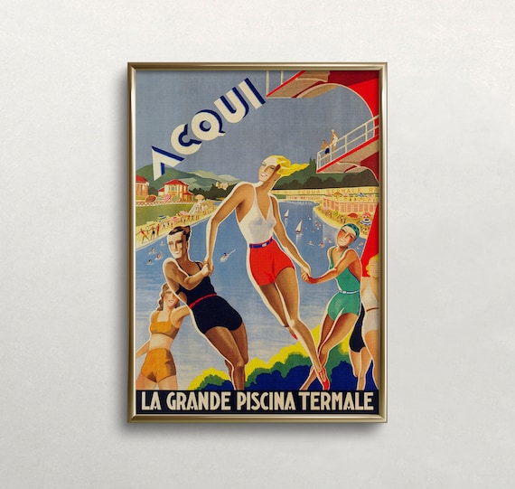 Italy Vintage Travel Poster, Retro Summer Decor