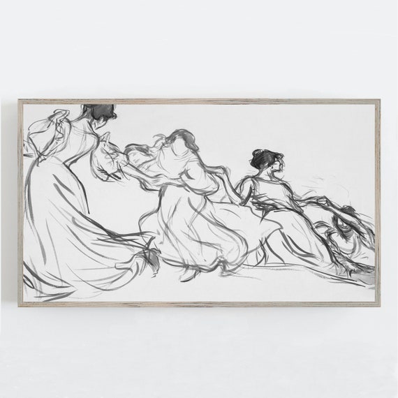Frame Tv Art Vintage Woman Art Vintage Wall Art Black And White Art Female Empowerment Art Sketch Wall Art