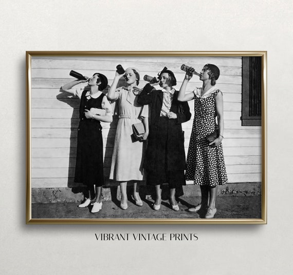 Beer Drinkers Vintage Black And White Bar Poster