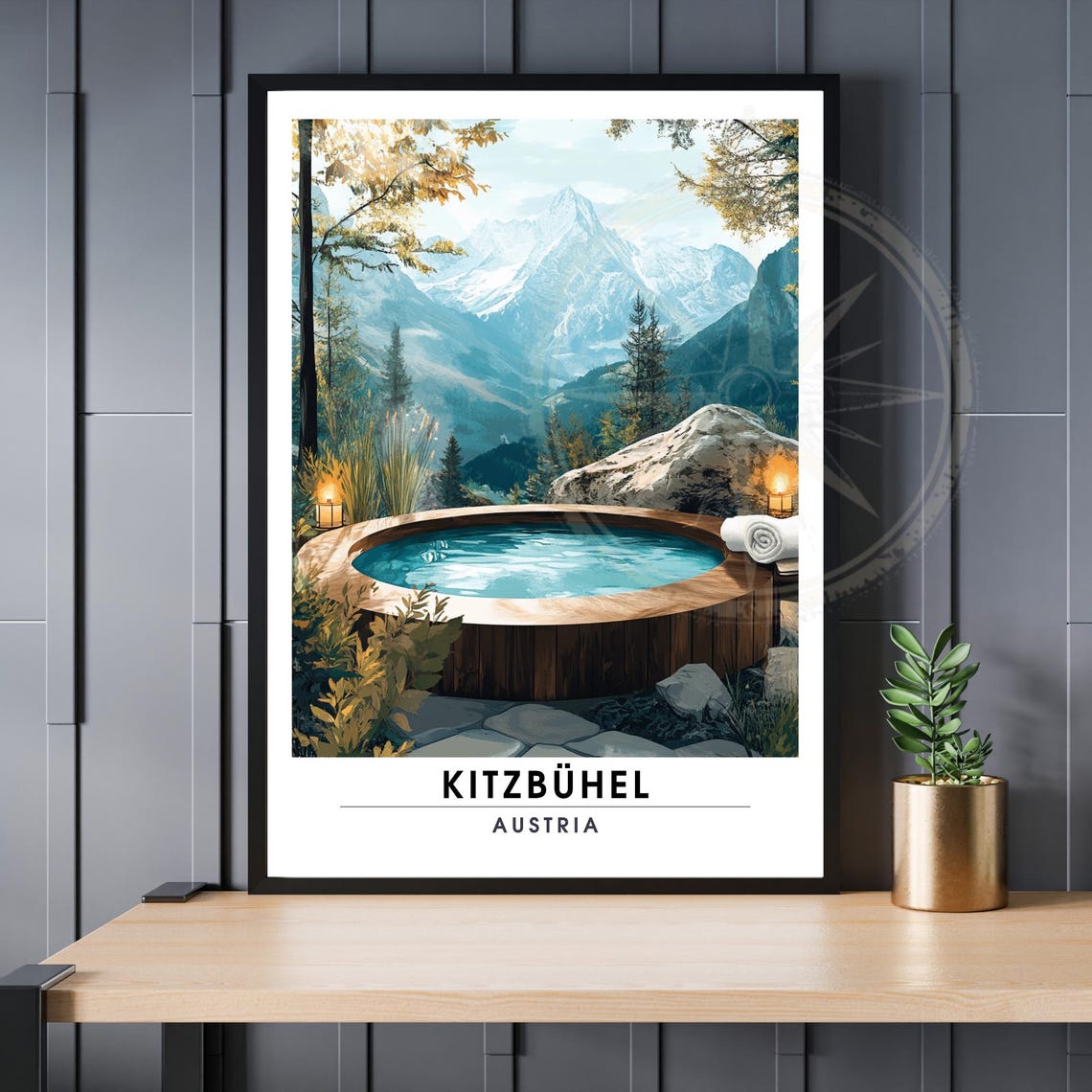Kitzbuhel Austria Alpine Hot Tub Mountain View Spa Relax Poster