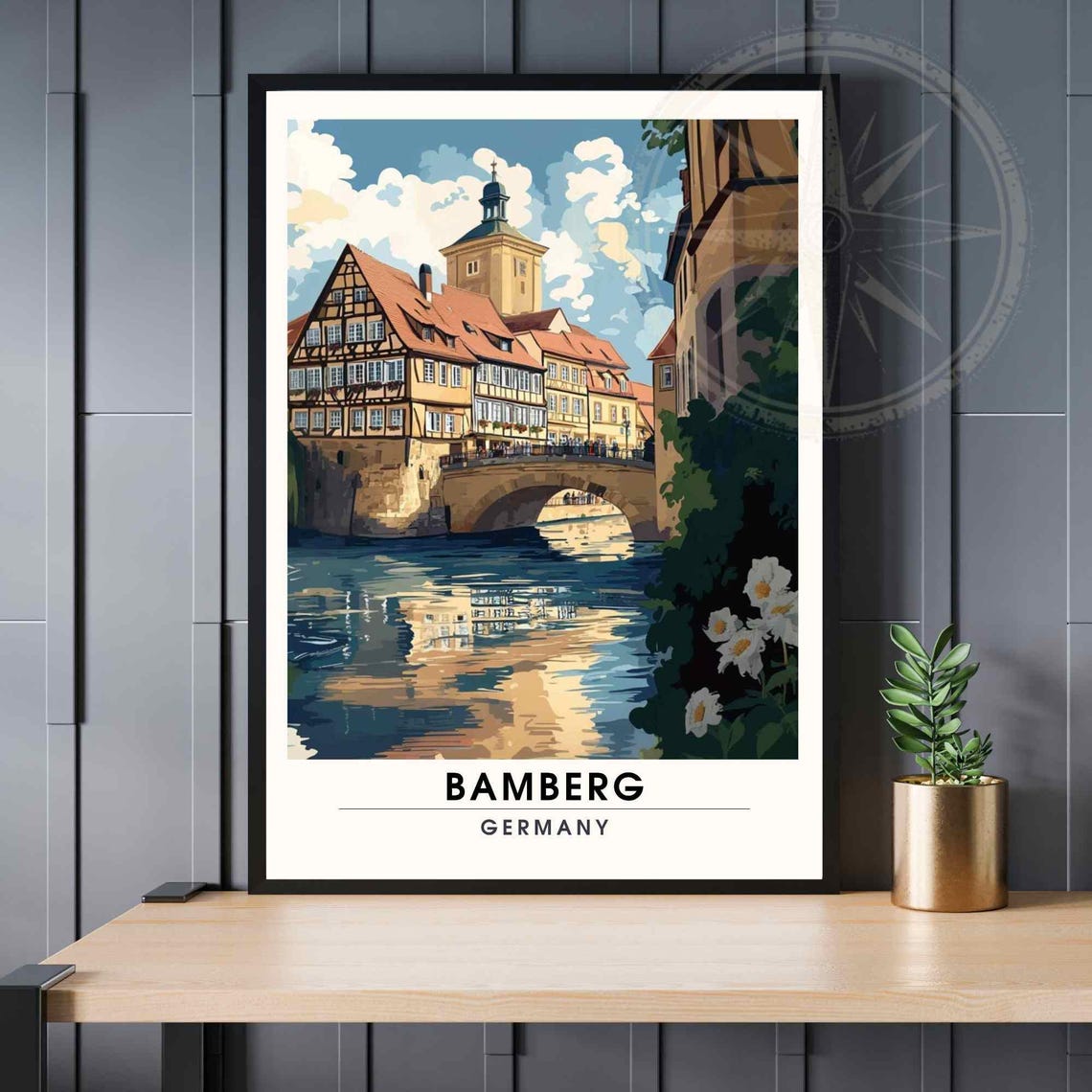 Bamberg Historic Town Hall Bridge River Reflection Germany Poster