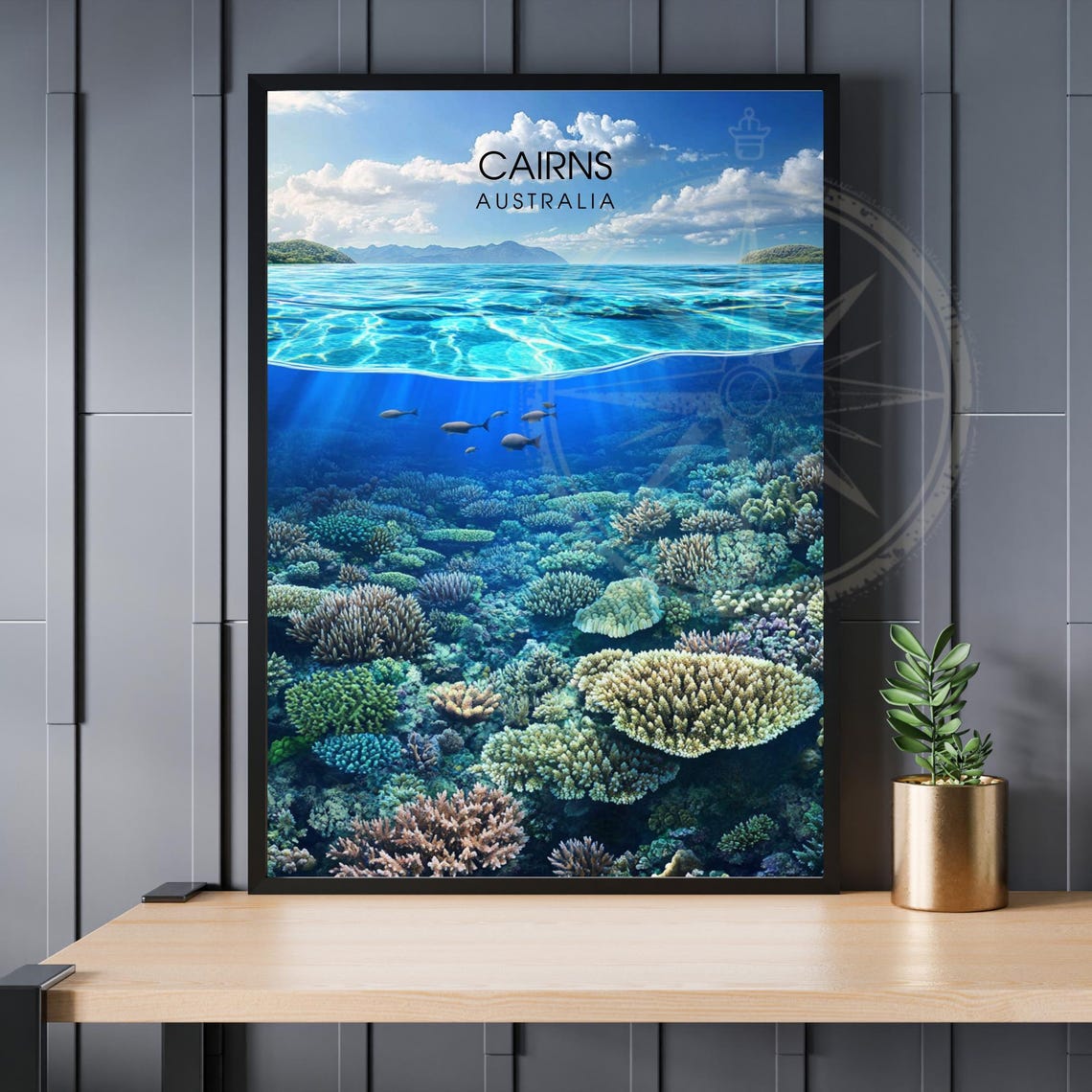 Cairns Australia Coral Reef Underwater Ocean Dive Travel Poster