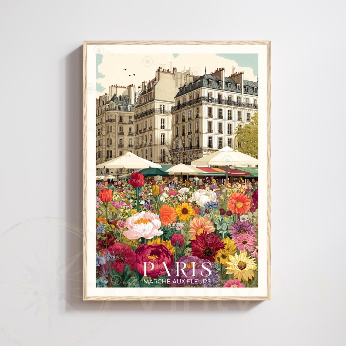 Paris Marche aux Fleurs French Flower Market Floral Wall Poster