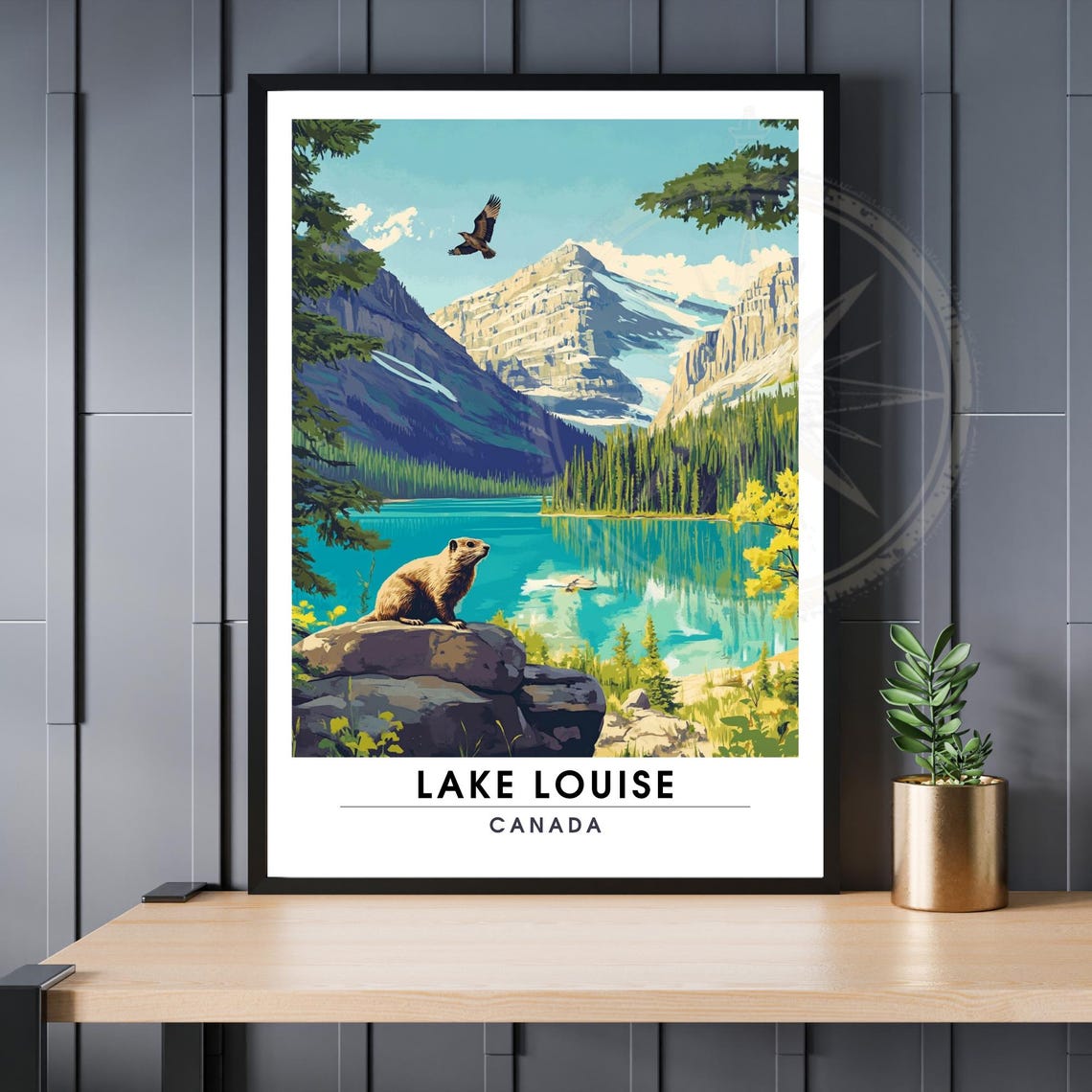 Lake Louise Canada Turquoise Lake Mountains Wildlife Travel Poster