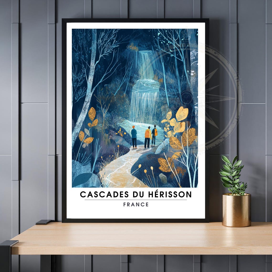 Cascades du Herisson France Waterfall Night Forest Hiking Poster
