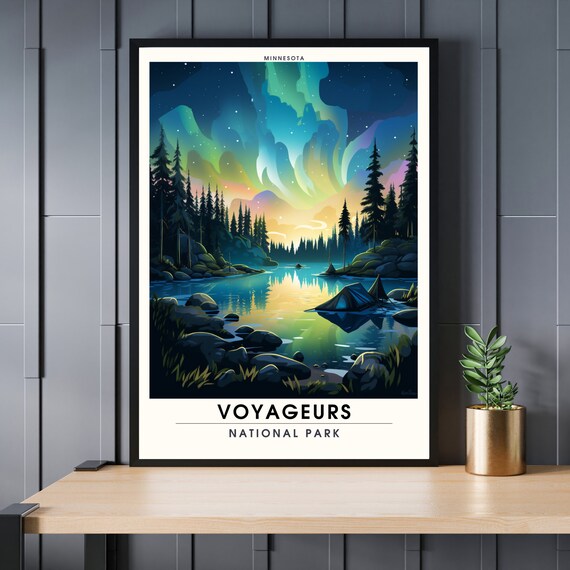 Voyageurs National Park Minnesota Northern Lights Lake Camp Poster