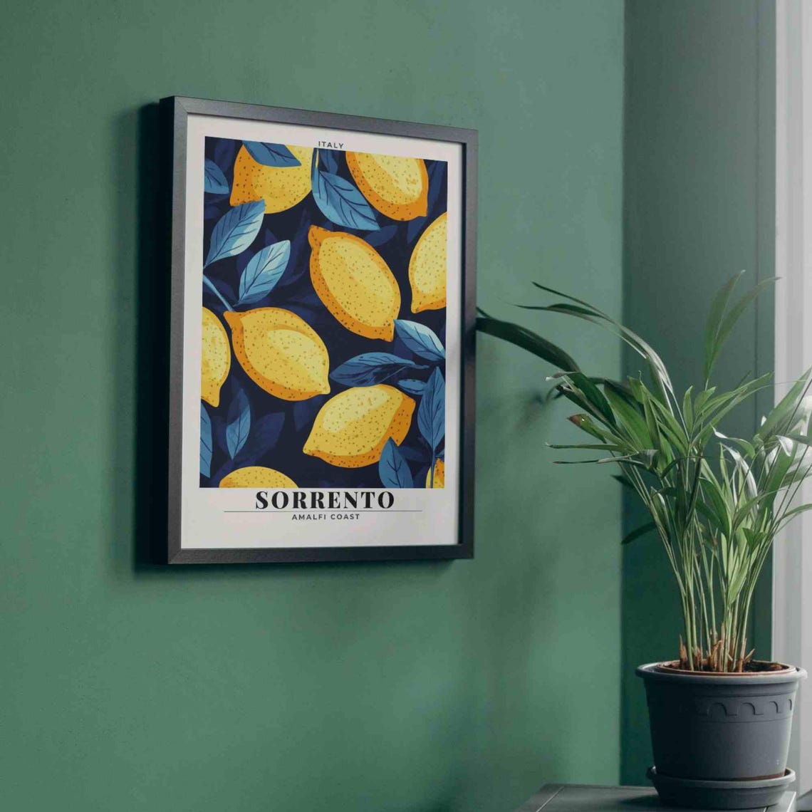 Sorrento Italy Amalfi Coast Lemon Pattern Botanical Art Travel Poster - Image 4