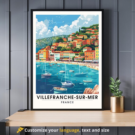 Villefranche Sur Mer France Harbor Sailboats Coast Travel Poster