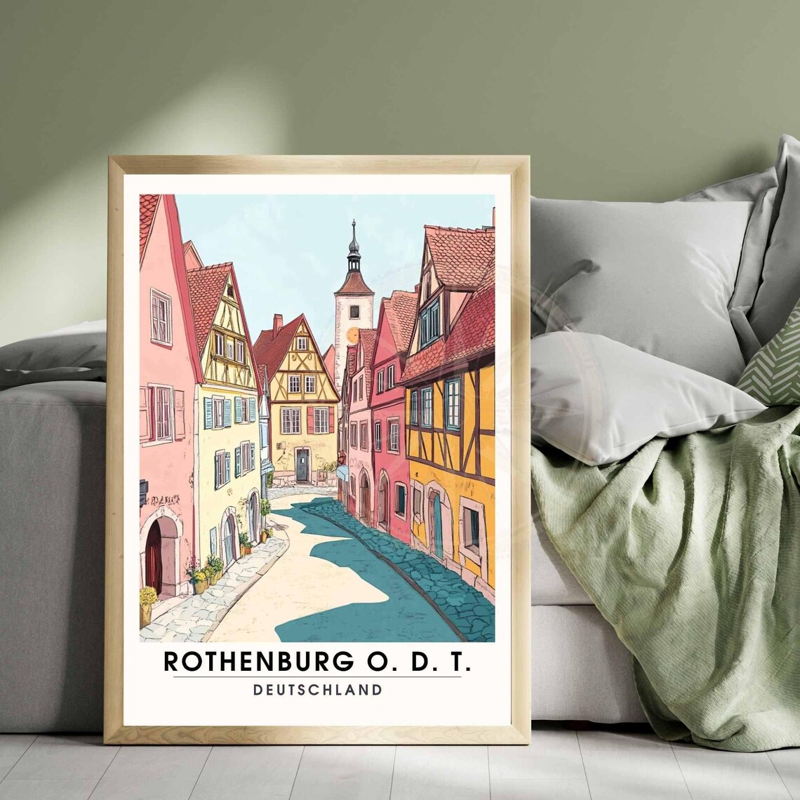 Rothenburg O. D. T. Colorful Old Town Street Germany Travel Poster - Image 3