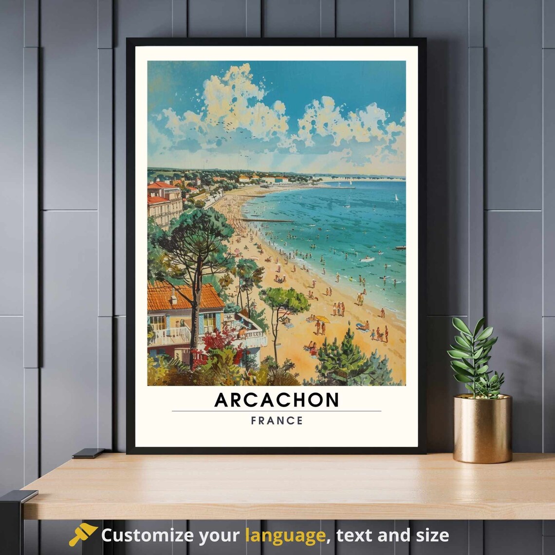 Arcachon Beach, Bassin d'Arcachon Travel Poster