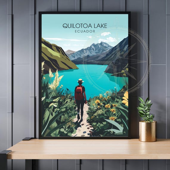 Quilotoa Lake Poster Ecuador Travel