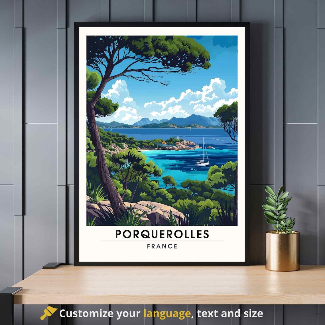 Porquerolles Island France Travel Poster Print
