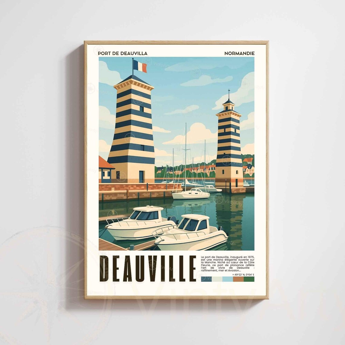 Port De Deauville Normandie France Marina Towers Travel Poster