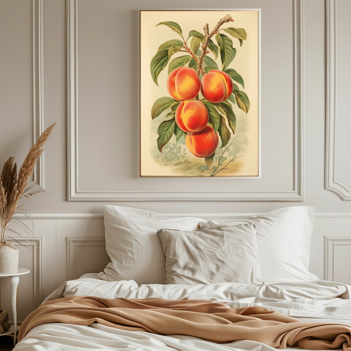 Vintage Peaches Lithograph, Retro Kitchen Art Print - Image 2