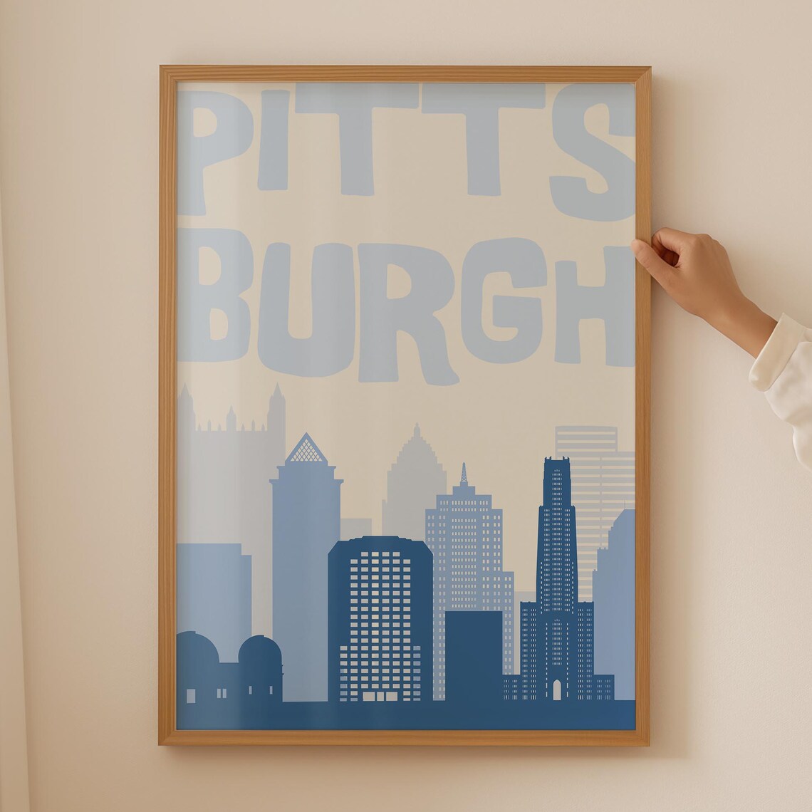 Pittsburgh Skyline Minimalist City Poster, Retro