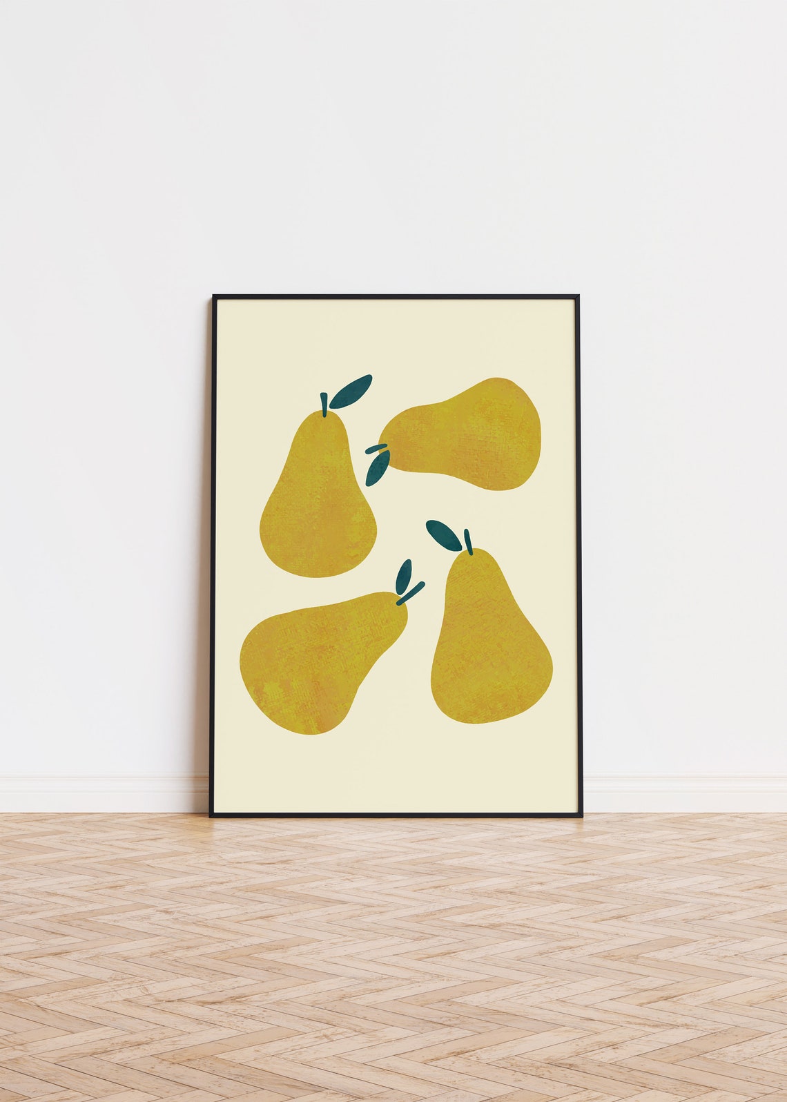 Mustard Yellow Pears Minimalist Kitchen Fruit Illustration Poster