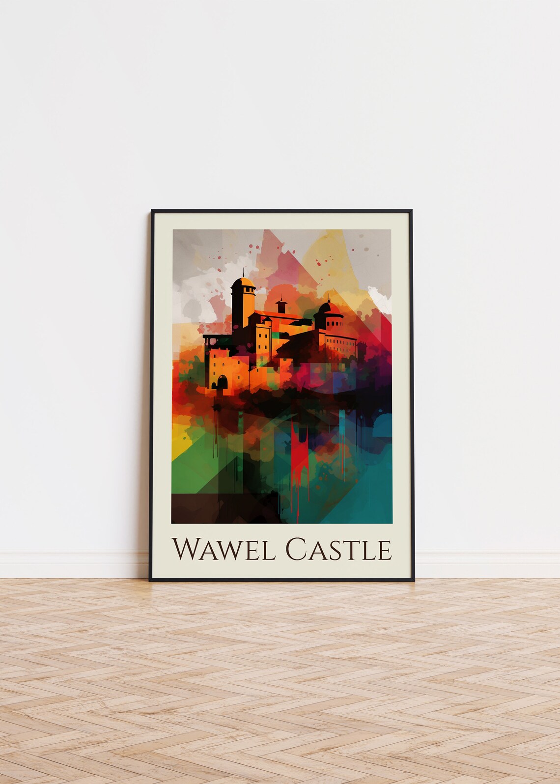 Wawel Castle Krakow Poland Colorful Painted Landmark Travel Poster
